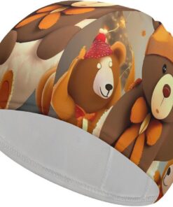 Badekappe mit tanzender Bär, hohe Elastizität, passend für langes Haar, kurzes Haar, bequem, große Duschhaube zur Reduzierung des Widerstands und Haarschutz