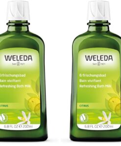WELEDA Bio Citrus Erfrischungsbad, Naturkosmetik Bio Badezusatz erfrischt und entspannt Körper und Geist mit ätherischen Citrusölen, Bade Essenz mit angenehmem Zitrus Duft (1 x 200 ml) (Packung mit 2)