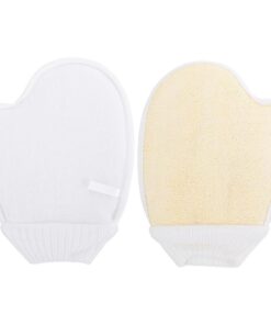 Luffa Schwamm Badetücher Handschuhe 2 Stück Wolle für Körperpeeling | Handschuhform, Will nicht Kratzen, Tiefenreinigend, Passend als Peelinghandschuhe fürs Badezimmer