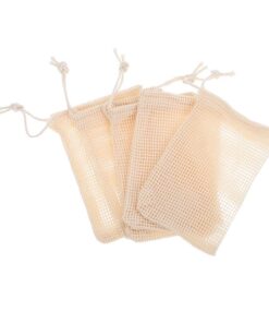 STOBAZA Peelingseifenbeutel Schäumend 5 Stück-pack und Baumwolle und Leinen mit Kordelzug Vielseitig Verwendbar Praktisches Seifensäckchen Beige für Dusche und Reise