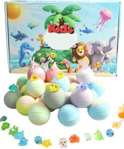 Schaumbad-Kugeln mit Überraschungsfigur,24 Stück Erfrischende Körperreinigung | Duschkugeln mit Spielfigur-Tieren,für Mädchen Spa Zuhause Bad Reisen Hotel