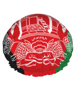 Badekappe mit Flagge von Afghanistan, bedruckt, für langes und kurzes Haar, waschbar, elastisches Band, Badehaarmut für langes Haar, Zopf
