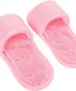 2 Stück-pack Silikon Massage Duschschuhe Rosa für Haushalt und Spa | Rutschfester Saugnapf, Peeling für Füße, Entfernen Abgestorbener Hautschüppchen