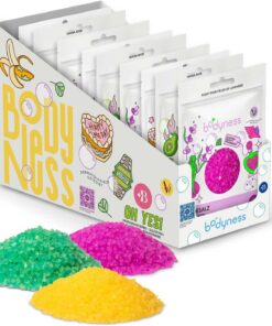 BODYNESS Bath Salts - 9x Badesalz Tüten, 9x 160g Badesalze in 3 verschiedenen Farbem & Düften, Entspannungsbad Badezusatz