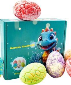 Bubble Bath Balls, Dinosaur Egg Baths Bomb Set, 6 Piece Soaking Body Cleanser, Foaming Baths Salt Toys for Kids Spa Relaxation, Colorful Bath Time Gift, Skin Friendly Bathroom Care Pack for Home