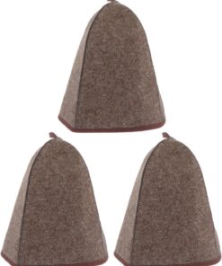 OUNONA 3 Stück Pack Saunahut aus Wollfilz Dicker Filz Saunahauben für Damen und Herren Hitzeschützende Badehaube für Sauna Dampfbad und Spa
