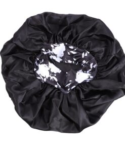 OUNONA Große Schlafmütze aus Satin mit Elastischem Haarband Blumenmuster Haarschützende Badehaube für Damen zum Schlafen und Schminken