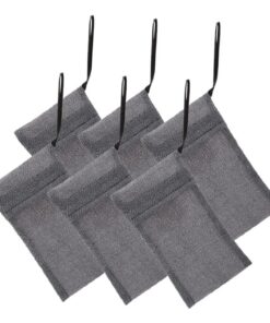 Healvian 6 Stück Wiederverwendbare Körperpeeling Seifenbeutel aus Nylon und Polyester mit Kordelzug zum Aufhängen als Duschsäckchen für Feste Seife im Bad