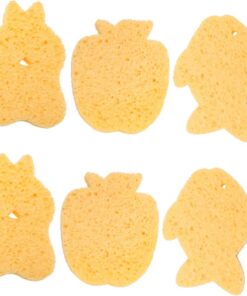 Kartoon Badeschwamm 2 Stück aus Zellulose für Kinder und Babys | Fisch und Hasenform, Khaki Farbton, 2, für Bad und Dusche, Weiche Pflege für Zarte Haut Zufälliger Stil