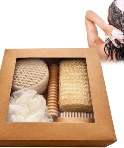 Komplettes Badeset – Massage-Körperschwamm, Scheuerwerkzeuge mit Nagelreiniger, Peeling-Ball mit ergonomischem Griff, Familiengeschenk, langlebige Materialien, Bad-Set für Damen und Herren