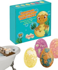 Badebomben für Mädchen,4 Eierförmige Duschdampfer Mit Langanhaltendem Duft,Lustiges Schaumbad mit Dinosaurier-Spielzeug innen | Spa Entspannung Geburtstag Sommer Selbstsorge