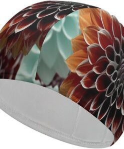 Badekappe mit Dahlienblüten, hohe Elastizität, passend für langes Haar, kurzes Haar, bequem, große Duschhaube zur Reduzierung des Widerstands und Haarschutz