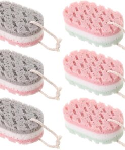 VALICLUD 6 Stück 6 Stück-Pack Peeling Duschschwämme Weiche Luffa Badeschwämme 15X9X5cm mit Aufhängeschlaufe Wiederverwendbar für Sanfte Hautreinigung und Körperpeeling bei Damen und Herren