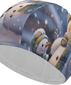 Winter-Badekappe mit Schneemann-Motiv, hohe Elastizität, passend für langes Haar, kurzes Haar, bequem, große Duschhaube für Zugreduzierung und Haarschutz