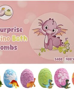 Kinder-Badebälle mit Spielzeug im Inneren 6-teiliges Dinosaurier-Set zur | Natürliche Badebälle Geschenk für Mädchen, Geburtstag, Zuhause, Reise, Bad, Hotel,