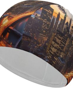 New York City Scenery Badekappe, hohe Elastizität, passend für langes Haar, kurzes Haar, bequem, große Duschhaube für Zugreduzierung und Haarschutz