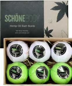 Badekugeln, Hanf, groß, 8 Stück Von Schone Body 2 entspannende Düfte von erfrischender Minz- und Hanföl und beruhigendem Lavendel- und Hanföl. Gefertigt mit reinem ätherischem Öl, vegan