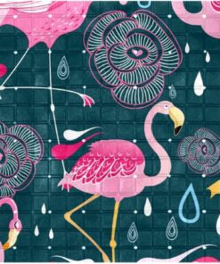 Bennigiry Badewanne und Dusche Ma mit Saugnäpfen und Abflusslöchern, BPA für Zuhause, Fitnessstudio, Spa, 37,9 x 67,9 cm, Flamingo-Muster