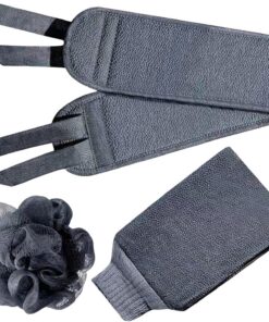 Fovolat Badeschrubber für Körper – Rückenschrubber & Bad Dusche Schrubber | Set, Badehandschuhe, Pull Back Badetuch, doppelseitiges Duschzubehör für Körper, Gesicht, Dusche, Bad
