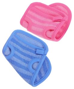 Abaodam 2 Stück Doppelseitige Peeling handschuhe Korean Exfoliating Mitts für Dusche und Bad Sanftes Entfernen Abgestorbener Hautzellen Ergonomisch Waschbar Sicherer Sitz für Empfindliche