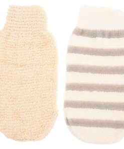 VALICLUD 2 Stück Peelinghandschuhe aus Baumwoll Leinen Schrubbhandschuhe für Körper Sanfte Tiefenreinigung und Abgestorbene Hautentfernung Duschhandschuhe für Bad und Körperpflege