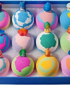 Badebälle mit Spielzeug 12 Stück Sanft Erfrischend Regenbogen Bunt | Badebälle als Strumpffüller für , Mädchen, Sohn, Tochter, Teenager