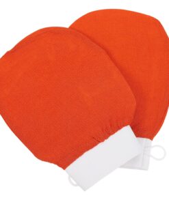 STOBAZA Peelinghandschuhe Massage 2 Stück Körperpeeling zum aus Rayon 2stücke Orange und für Rücken und Beine für Dusche und Bad