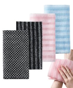 Körperpeeling-Handtuch, 4 Stück, doppelseitiges Peeling, langes elastisches Badetuch für Dusche, Tiefenreinigung, Entfernung abgestorbener Haut, Massage-Komfort