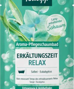 Kneipp Aroma-Pflegeschaumbad Erkältungszeit Relax - Entspannung und Wohlbefinden mit der Kraft ätherischer Öle - Badezusatz mit natürlichen ätherischen Ölen aus Salbei und Eukalyptus - 50ml