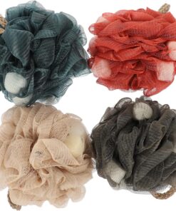 Abaodam Peeling Badebälle Zufällige Farbe 4 Stück aus Pe mit dicht gewebtem Netz Großer Luffa Duschschwamm zur Sanften Hautreinigung und Massage für Bad und Dusche