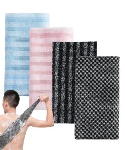 Scrubbing Towel - 4 Pieces Long Back Scrubber Double Sided Body Scrub Towels, Deep Cleansing Scrub Towel, Ideal for Men and Women, Use for Spa Bathroom and Home, Bath Accessories, 39.37x8.66x0.2 Inch