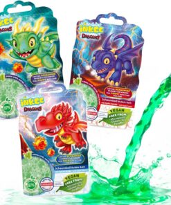 INKEE Bubble Bath Liquid Drachen 3er Set – Badezusatz Kinder mit Apfel-Eistee Duft, Badeschaum für Badewanne, Grünes Schaumbad kinder 3x 40ml Sachet