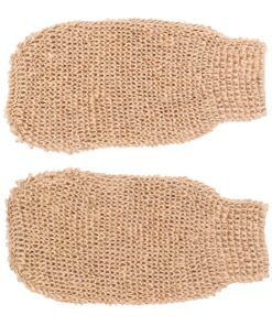 VALICLUD Körperpeeling Handschuhe und Abgestorbene Haut Entfernen Ramie Jute in Beige 2 Stück für Sanftes Peeling als Badehandschuh für Dusche und Sauna