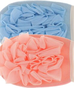 STOBAZA 2 Stück Peelinghandschuhe Badehandschuhe aus hautfreundlichem Material für sanfte Hautreinigung und Massage in Bad und Dusche wiederverwendbar großformatig blau rosa