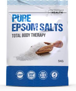 The Intelligent Health Reines Bittersalz - Wellness Badesalz Total Body Therapy Badezusatz mit Magnesium - Traditionelles Magnesiumsulfat Epsom Salz Basenbad zum Entspannen - Vegan (5 kg (1 Stück)) | Zum Baden und Einweichen der Füße, wiederverschließbar, Anwendung nach Aktivität, vegane Verpackung, Doppelzweck-Tauchung