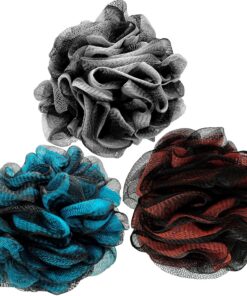 Luffa-Duschschwamm, Körperschrubber, 75 g, XL, Peeling, Netzstoff, Duschstrauß, 3 Stück, Duschgel für Damen und Herren