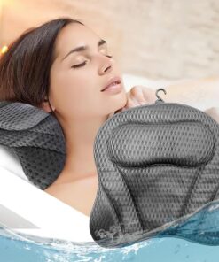 Badewannenkissen für Badewanne, 4D Air Mesh Rutschfest Badekissen für Badewanne, Extra Dick Kopf, Hals, Ruecken und Schulterstuetzung