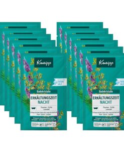 Kneipp Badekristalle Erkältungszeit Nacht - mit ätherischen Ölen aus Lavendel, Thymian & Fichte - entspannt einschlafen in kalten Jahreszeiten - 12 x 60g