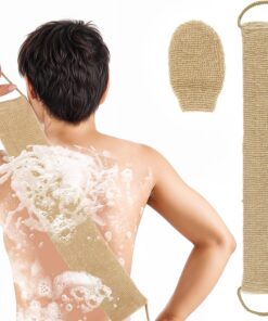 Ptwola Rückenschrubber und Peelinghandschuh mit Griff Luffa aus Natürlichem Hanf Langlebige Tiefenreinigungsbürste für den Körper Haut Badezubehör für Damen Herren
