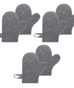 OUNONA 6 Stück Pack Hitzebeständige Filz Saunahandschuhe für Sauna und Dampfbad Isolierende Saugfähige Peeling Handschuhe In Grau Spa Handschuh für Damen und Herren