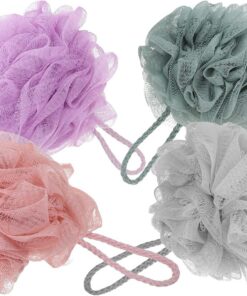 ibasenice 4 Stück Duschhautpeeling Schwämme aus Polyester und Pe Weiche Badepeeling Schwämme mit Reichhaltigem Schaum Einfach zu Trocknen und Aufzubewahren für Bad und Dusche