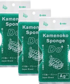 Kamenoko Schwamm Do Bad - 3er Set - Grün - Ideal zum Waschen und Reinigen des Badezimmers - Geruchshemmend - Extra Langlebig - Made in Japan