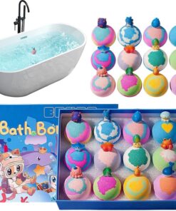 Badebälle für Kids 12 Stück bunt schäumend in Regenbogenfarben | Badebälle als Strumpffüller für Teenager, , Kinder, , Mädchen, Töchter und Söhne