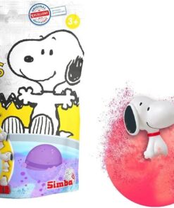 Simba Baff Bombz Peanuts Surprise – Glibbi Badebombe mit Überraschung, zufällige Auswahl aus 3 Farben & 1 von 6 Snoopy-Figuren, 100 g, für Kinder ab 3 Jahren (Packung mit 2)