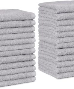 Amazon Basics Waschlappen Set, 100% Baumwolle Extra Saugfähig Schnelltrocknend, 30 x 30 cm, Grau, 24er-Pack (Packung mit 2)