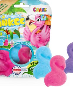 INKEE 3x Flamingo Badebomben Kinder - Badekugeln Mädchen mit Kaugummi-Duft
