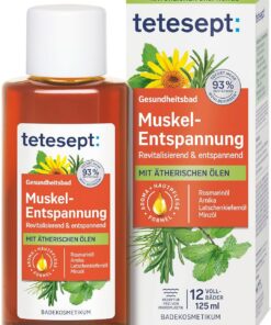 tetesept Muskel-Entspannung Bad – 1 x 125 ml – Gesundheitsbad mit ätherischen Ölen – Entspannender Badezusatz nach körperlicher Anstrengung