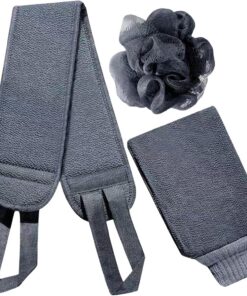 Body Scrubber Set, Bath Shower Scrubber Bathing Tool, Pull Back Bath Towel, Bath Flower, Double Side Bath Gloves Shower Accessories for Body, Face, Shower