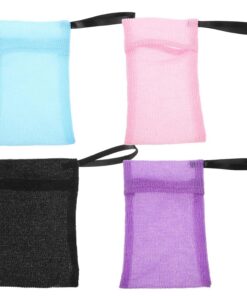 4 Stück Nylon Seifenstückbeutel mit Aufhängung Vielseitige Shampoo Bar Tasche für Tägliche Hautpflege Verschiedene Farben und Praktisches Design