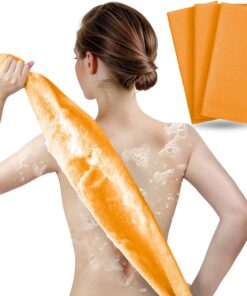ARCH&M Exfoliating Washcloth Exfoliating Body Scrubber Back Scrubber for Shower Japanese Bath Wash Cloth Korean Exfoliating Luffah Towel Beauty Sponge Loofah Scrub 3 Pack (Orange x 3)